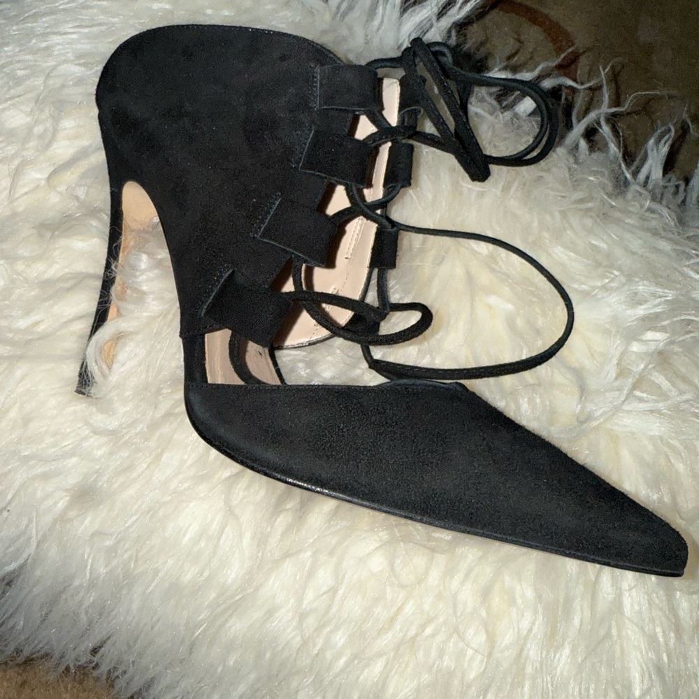 Topshop Black Lace-Up Heels